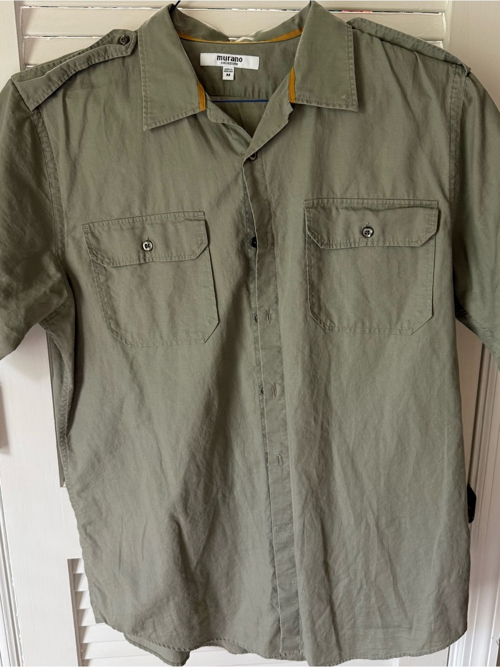 Murano Olive Green Shirt with Mustard Trim